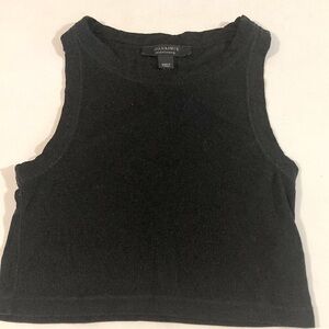 All Saints black ribbed rina cropped tank